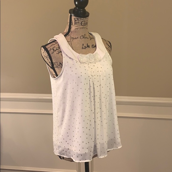 Lauren Conrad Embellished Layered Top with Pleats - Picture 1 of 8